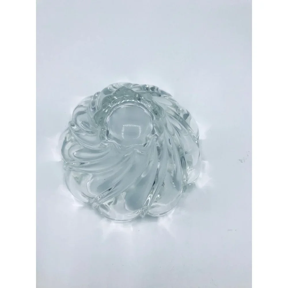 Vintage Mikasa clear crystal swirl scalloped art glass candy, nut dish. Germany